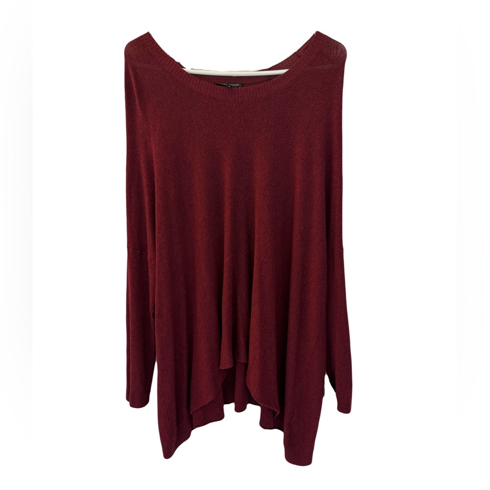 Eileen Fisher Lagenlook Oversized‎ Knit Top, Burgundy, Size M (Very oversized)